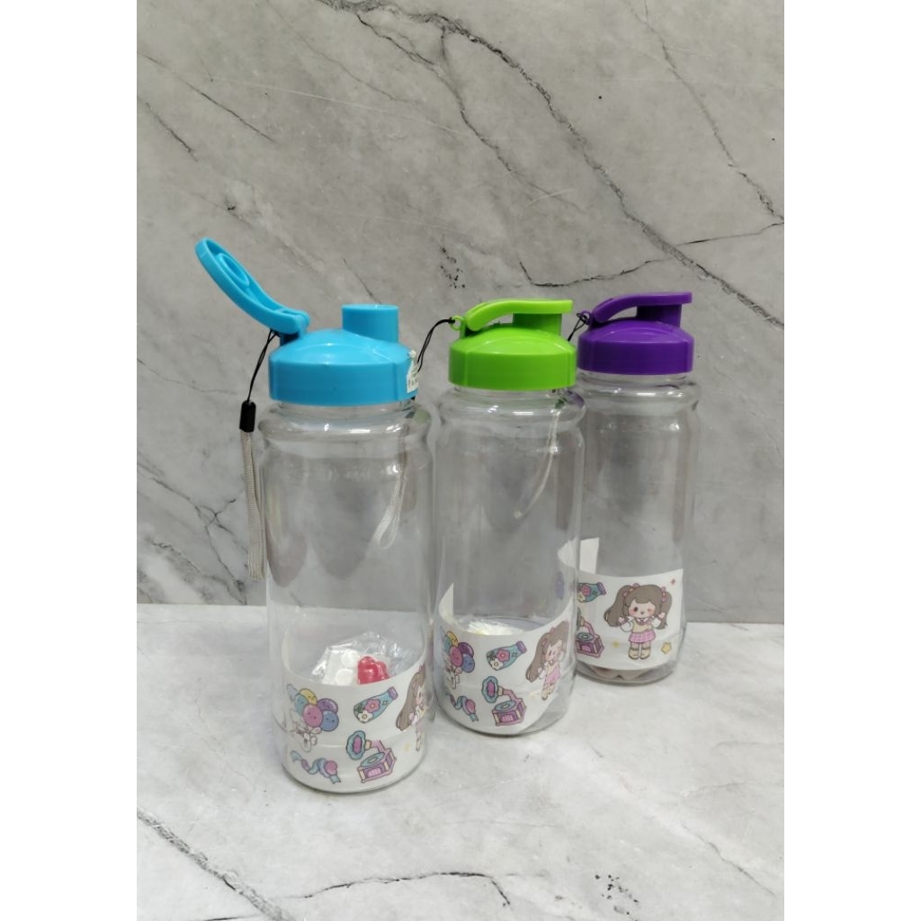 BOTOL MINUM PLASTIK + STICKER 750ML / BOTOL MINUM FLIP TOP