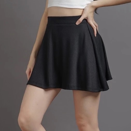 CHERRY Mini Skirt Rok Pendek Rok Hitam Korean Style