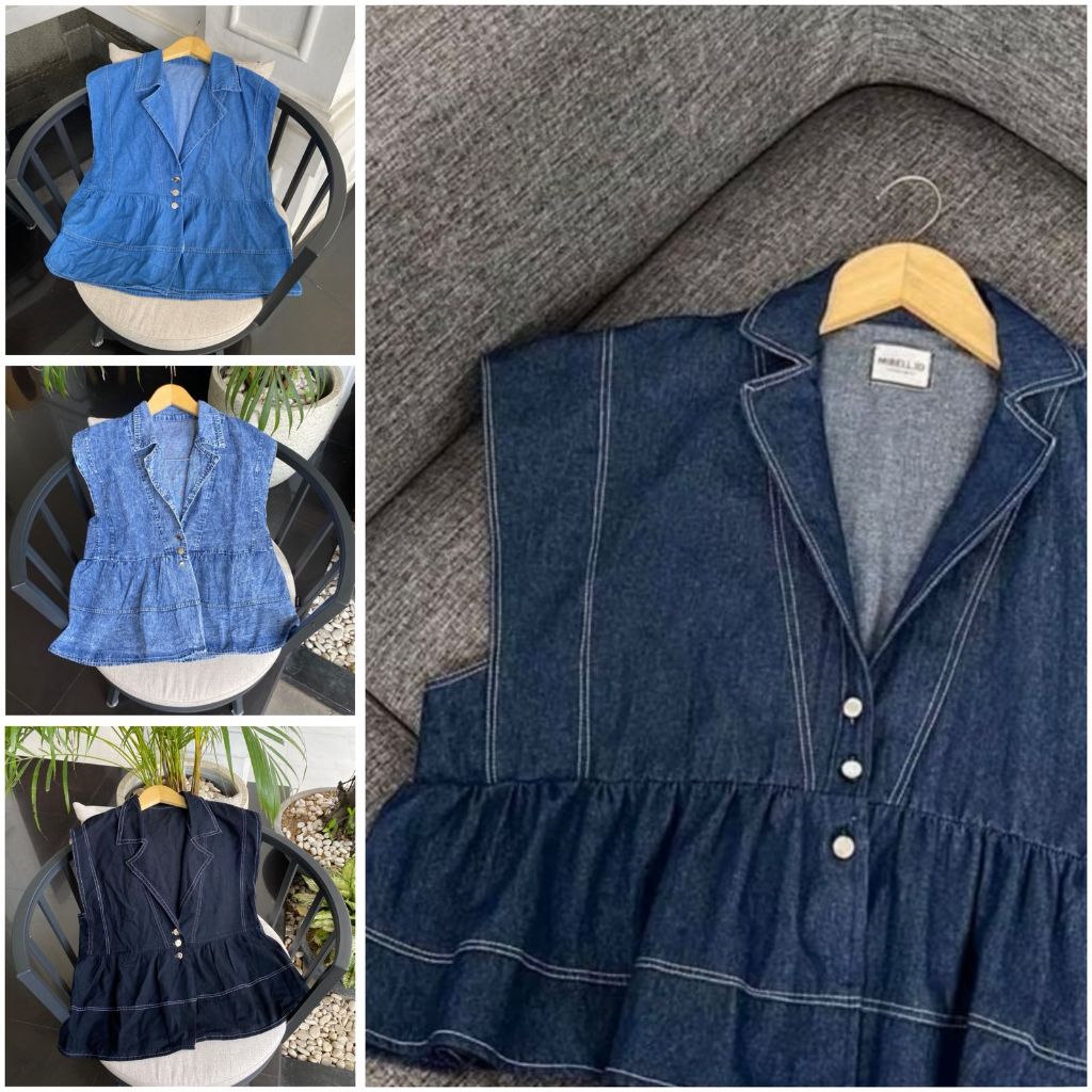 OVERSIZE JEANS MELODIE VEST JEANS / VEST DENIM Allsize Fit XXL / JACKET JEANS OVERSIZE VEST JEANS