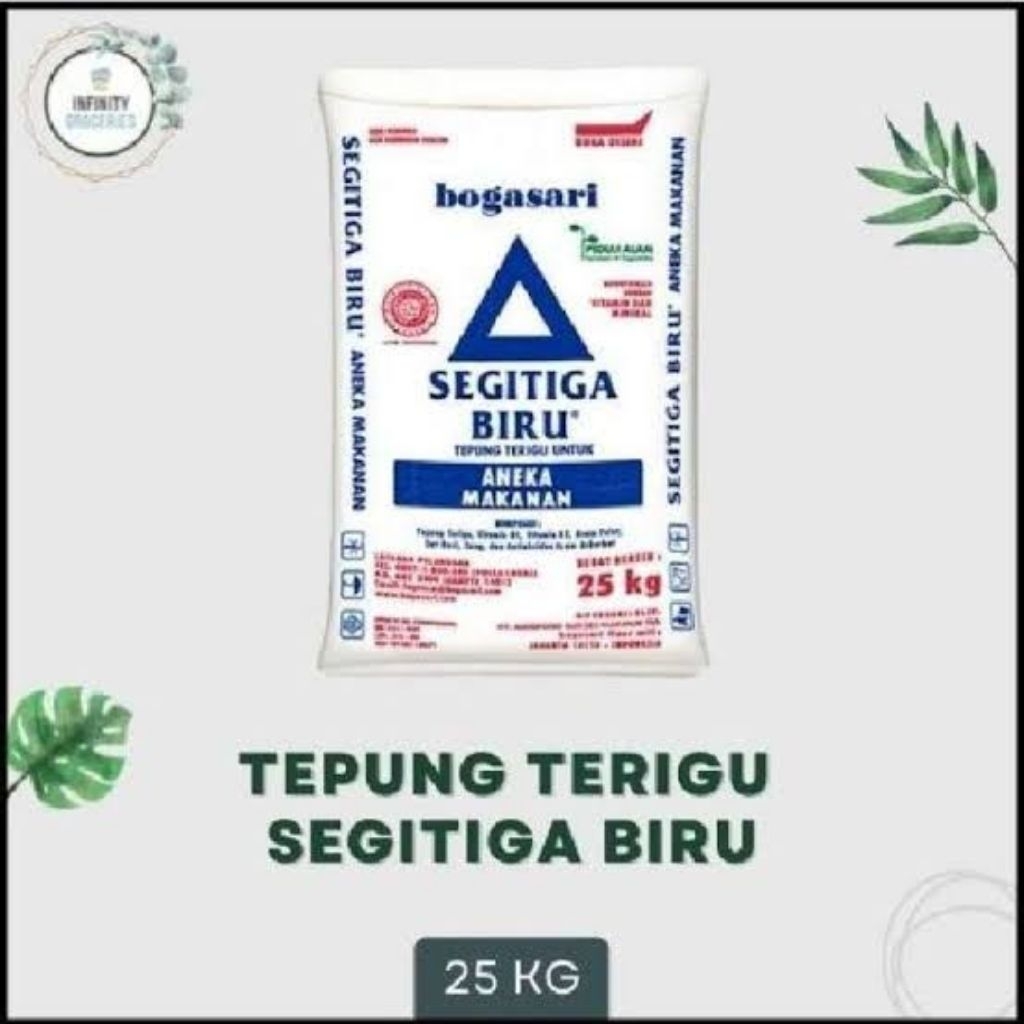 

tepung terigu Bogasari 25 kilo segitiga biru