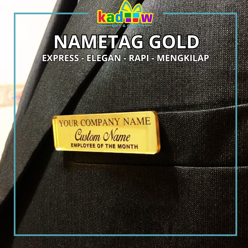 

Name Tag Magnet Gold | Papan Nama Dada Custom | Nametag - mengkilap