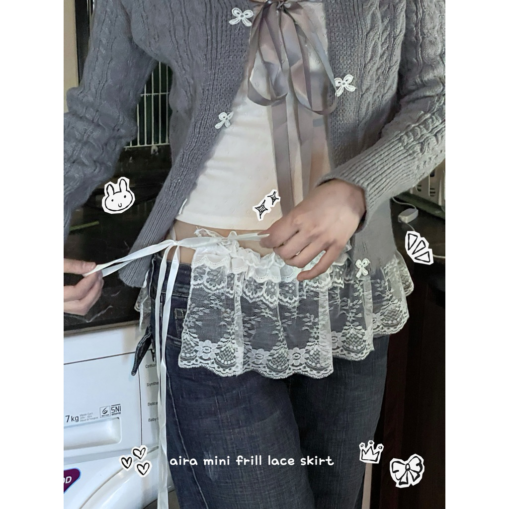 aira frill mini lace skirt | rok renda jeans | layering / extender skirt
