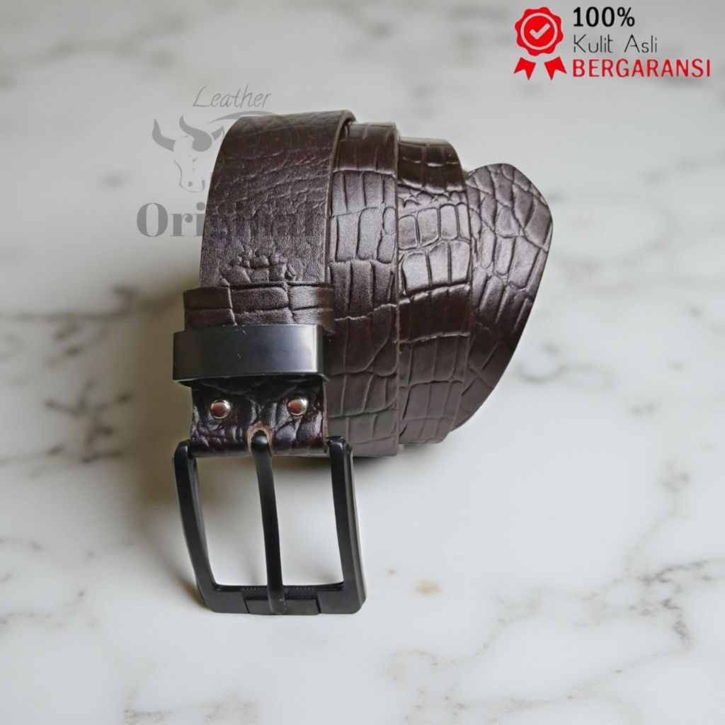 Ikat Pinggang Kulit Buaya/Sabuk Kulit Buaya/Gesper Kulit Buaya Leather Belt