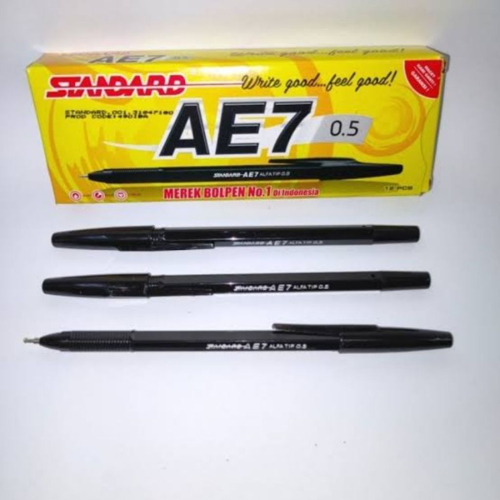 

[12 pcs] Grosir atk alat tulis sekolah/kantor bolpen pena bolpoint standar ae7 0,5mm tinta warna hitam harga grosir termurah terlaris