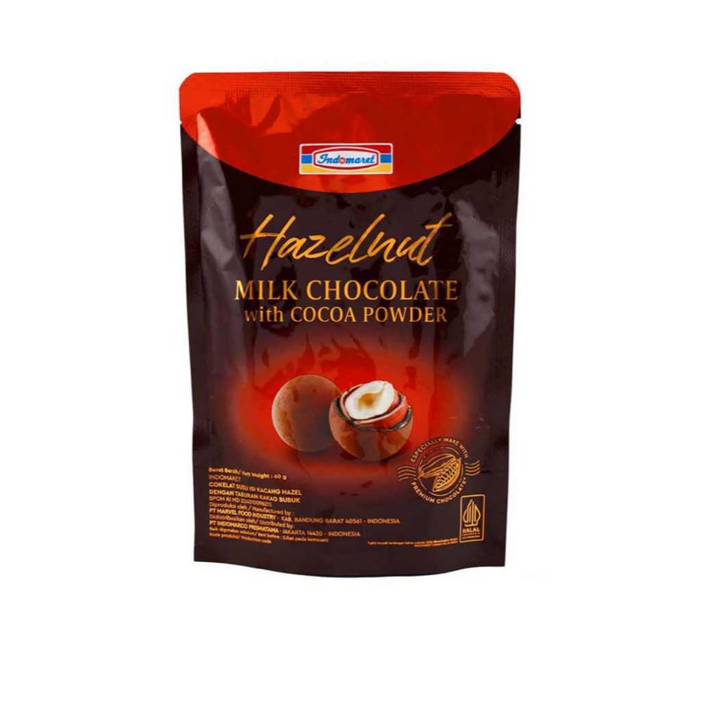 

Indomaret Milk Chocolate Hazelnut with Cocoa Powder 60gr