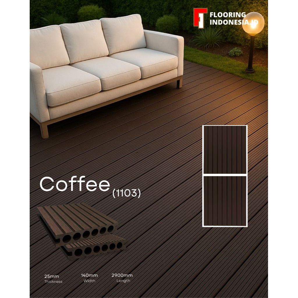 Wpc kayu decking lantai outdoor Coffee 1103/Batang