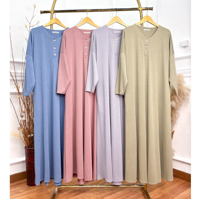 Gamis Kancing Batwing Waffle Premium - JV Hasanah Shakira Waffle Dress