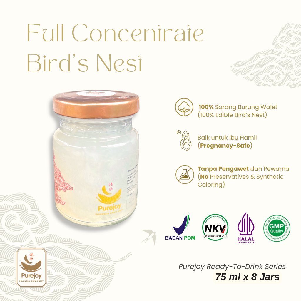 

[BPOM] Purejoy Premium Signature Full Concentrate Bird's Nest Drink Minuman Fresh Sarang Burung Walet HALAL (75 ml)