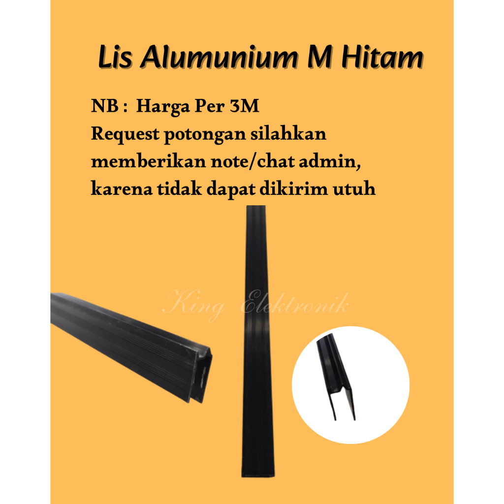 Lis Alumunium Hardcase M Hitam 3 Meter