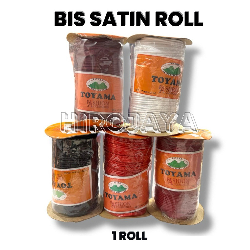 

Bisban Satin Toyama 17mm x 25m – Bias Tape Roll Besar – Pita Tepi Jahit Premium