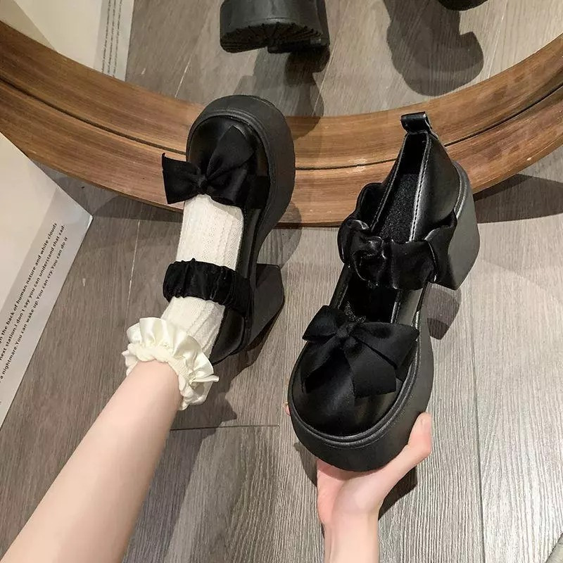 Heels  Wanita 9cm Mary Jane Korean Style Platform Shoes Chunky SK-165