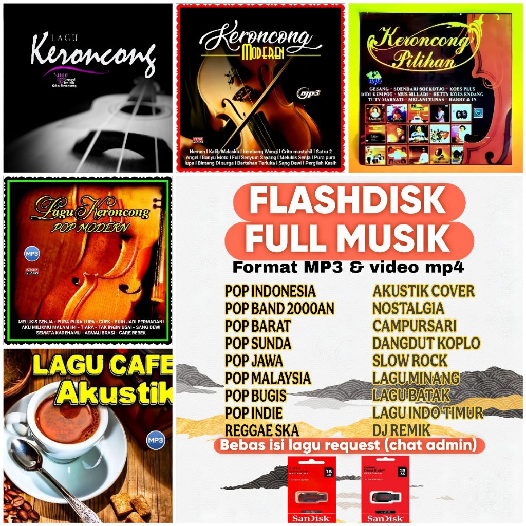 FLASH DISK LAGU KENANGAN KERONCONG MODERN TERPOPULER - FLASH DISK LAGU INDONESIA MP3 - USB LAGU NOST