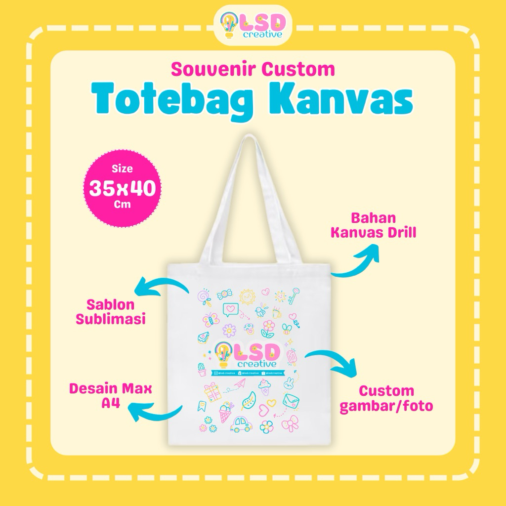 Totebag Custom Gambar Foto bahan Kanvas Drill