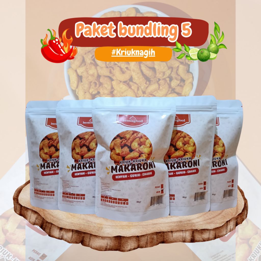 

Kriuk-kriukk Makaroni Beeningfood Paket Hemat Bundling 5 pcs