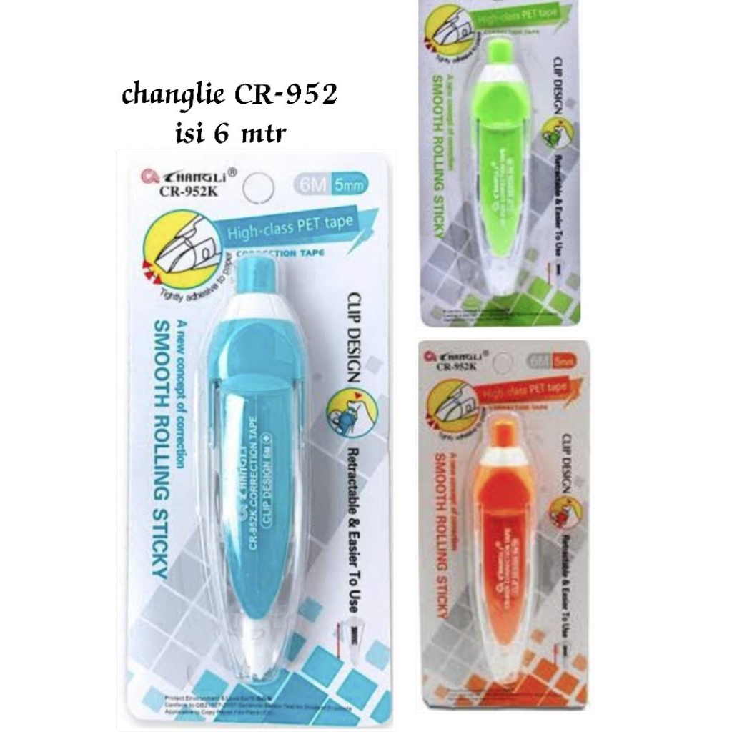 

Tip Ex / Correction Tape Changli CR952 Kertas 6 Meter / Pcs