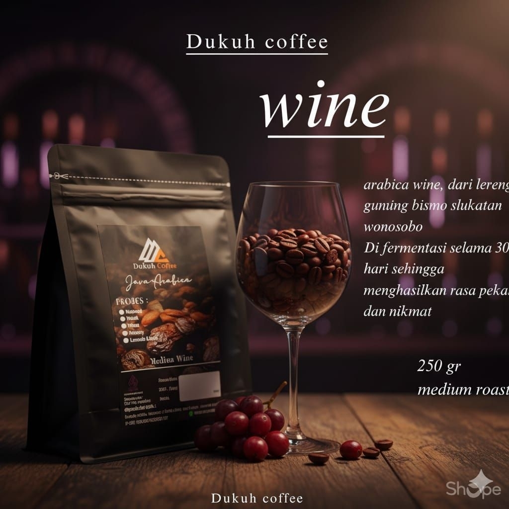 Kopi wine arabika 250 gram kopi slukatan wonosobo