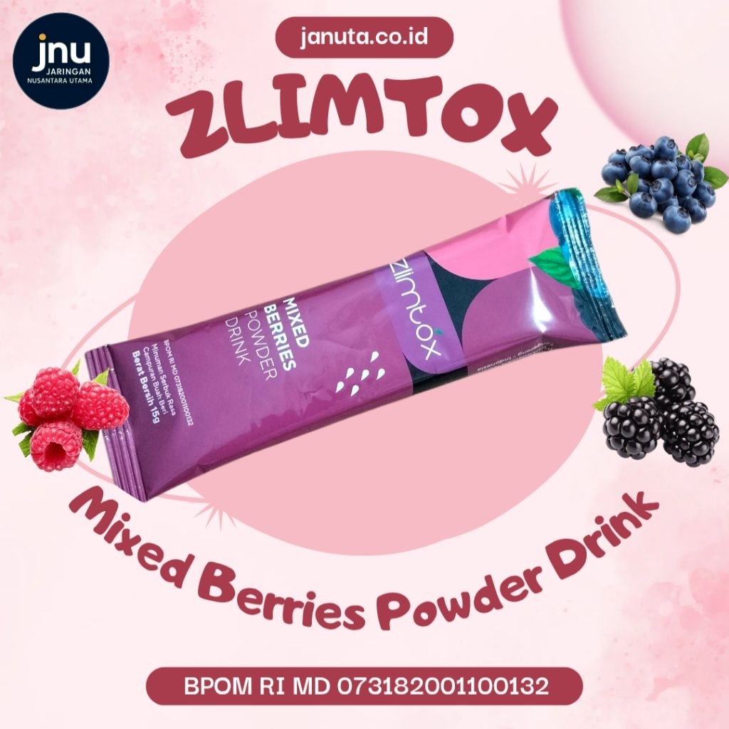 

Zlimtox Minuman Herbal Modern Mixed Berries Powder Drink 1 Sachet @15gr BPOM