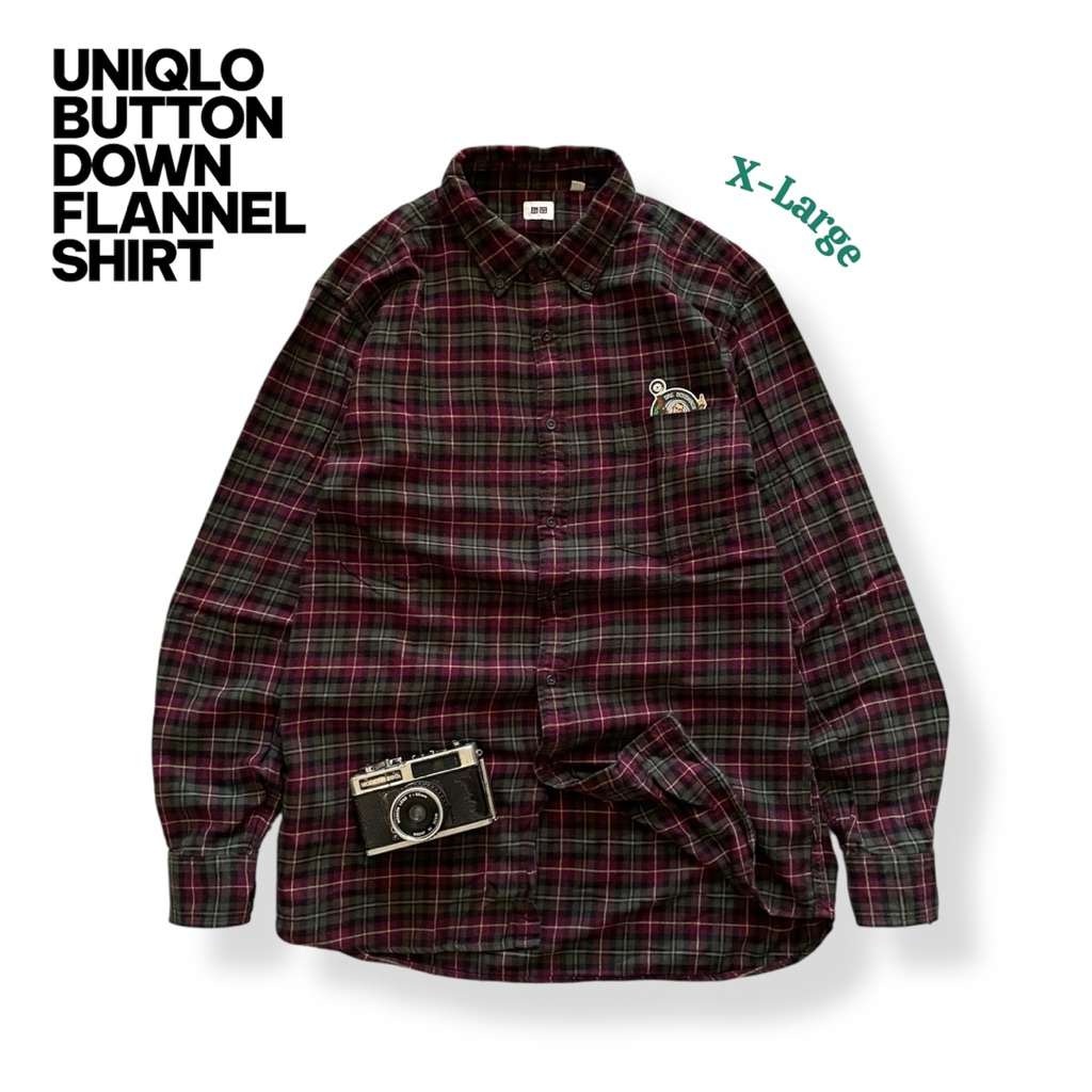 Kemeja panjang Flannel Uniqlo Size XL Second Original