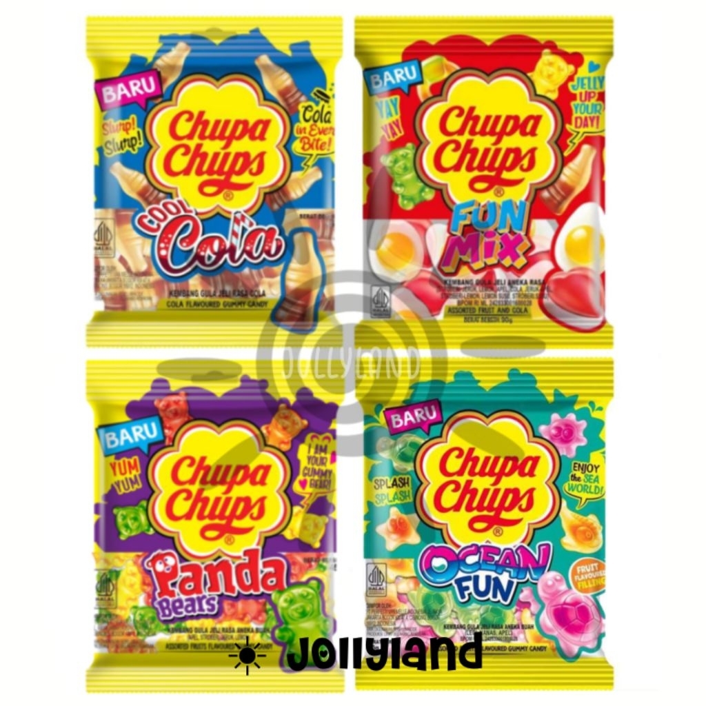 

✨️ BARU ✨️ Chupa Chups Yupi Gummy Candy Permen Lunak Gula Jeli Panda Bears Beruang Panda / Cool Cola Coke Coca Cola / Ocean Fun Lautan / Fun Mix Campur 45g / 90g
