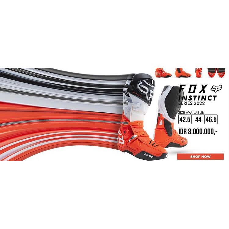 sepatu fox instinct , orange white black , size: 42.5 44 46.5
