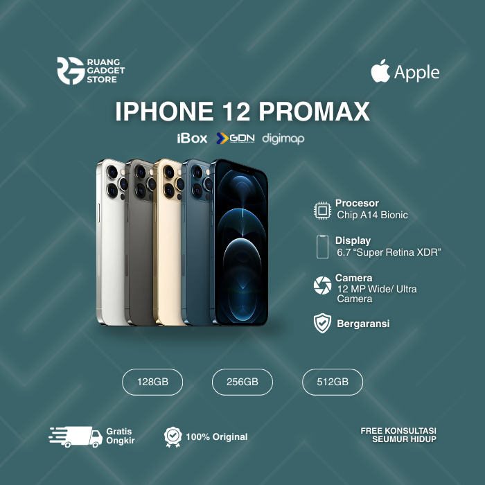 IPHONE 12 PRO MAX SECOND iBOX - DIGIMAP - GDN 64GB 128GB 256GB Midnight Green, Space Gray, Silver, G