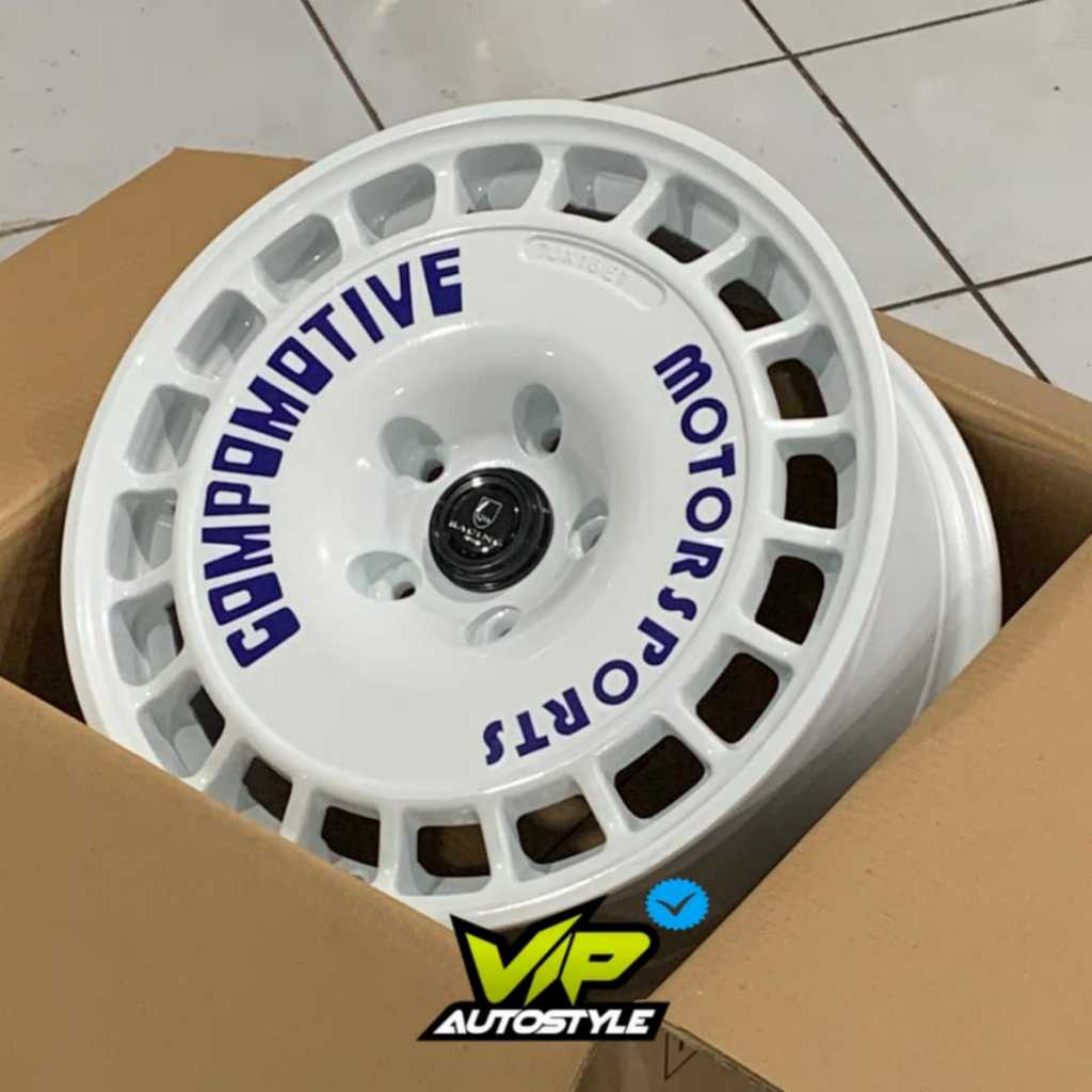 TERMURAH VELG RING 15 RL COMPOMOTIVE R15 WHITE PCD 5X114,3 TAMPILAN RALLY UNTUK VF3 INNOVA ERTIGA