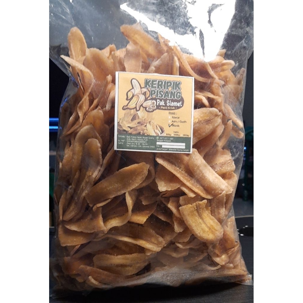 

Keripik Pisang Kepok 500 Gram, Rasa Manis & Asin Gurih Irisan Panjang. Free Packing Carton Box,Extra Bubble Wrap & Fragile .