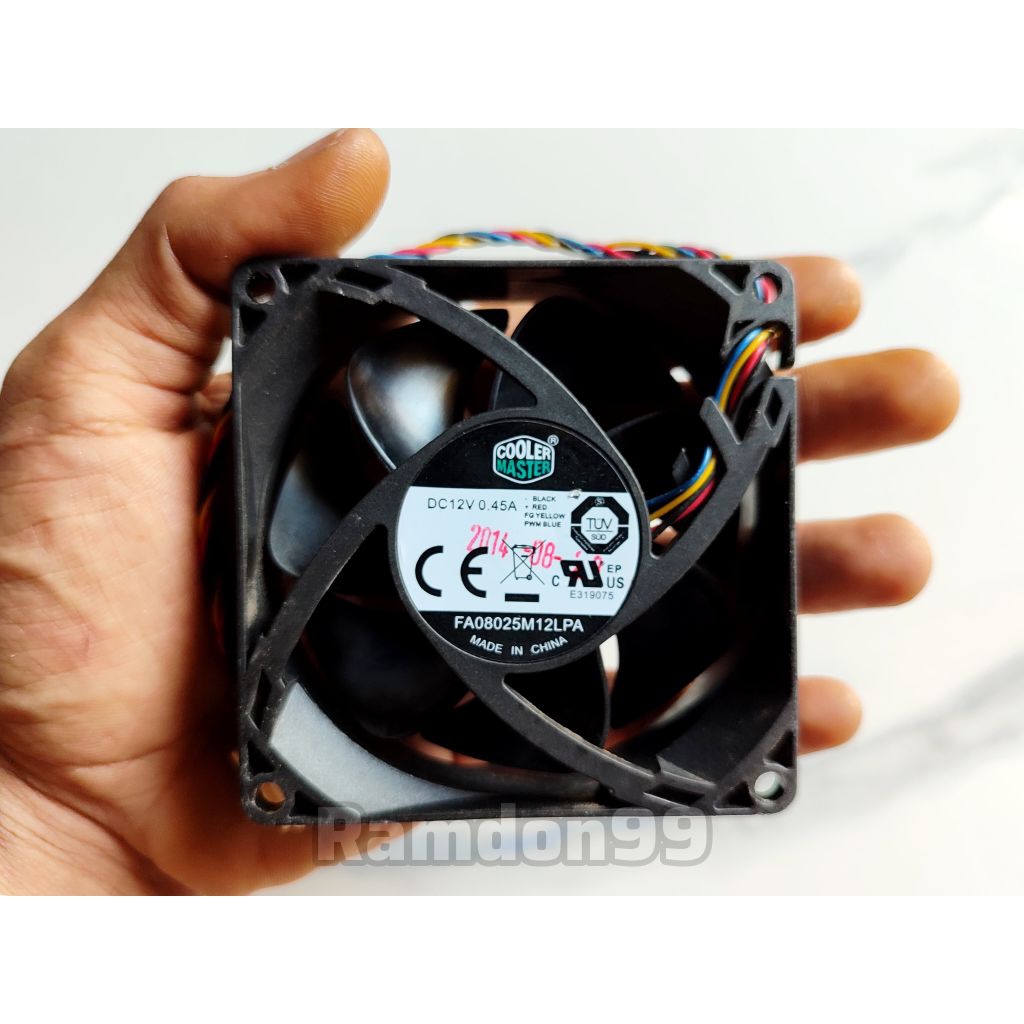 Kipas DC 12V 0.45A 8X8cm High Speed Ori COOLER MASTER 4 Pin Sensor Suhu Copotan Seperti Baru