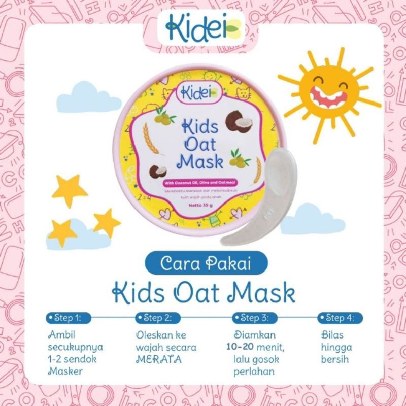 KIDEI Kids Oat Mask 35gr / Masker Wajah Anak Masker muka Anak face Mask