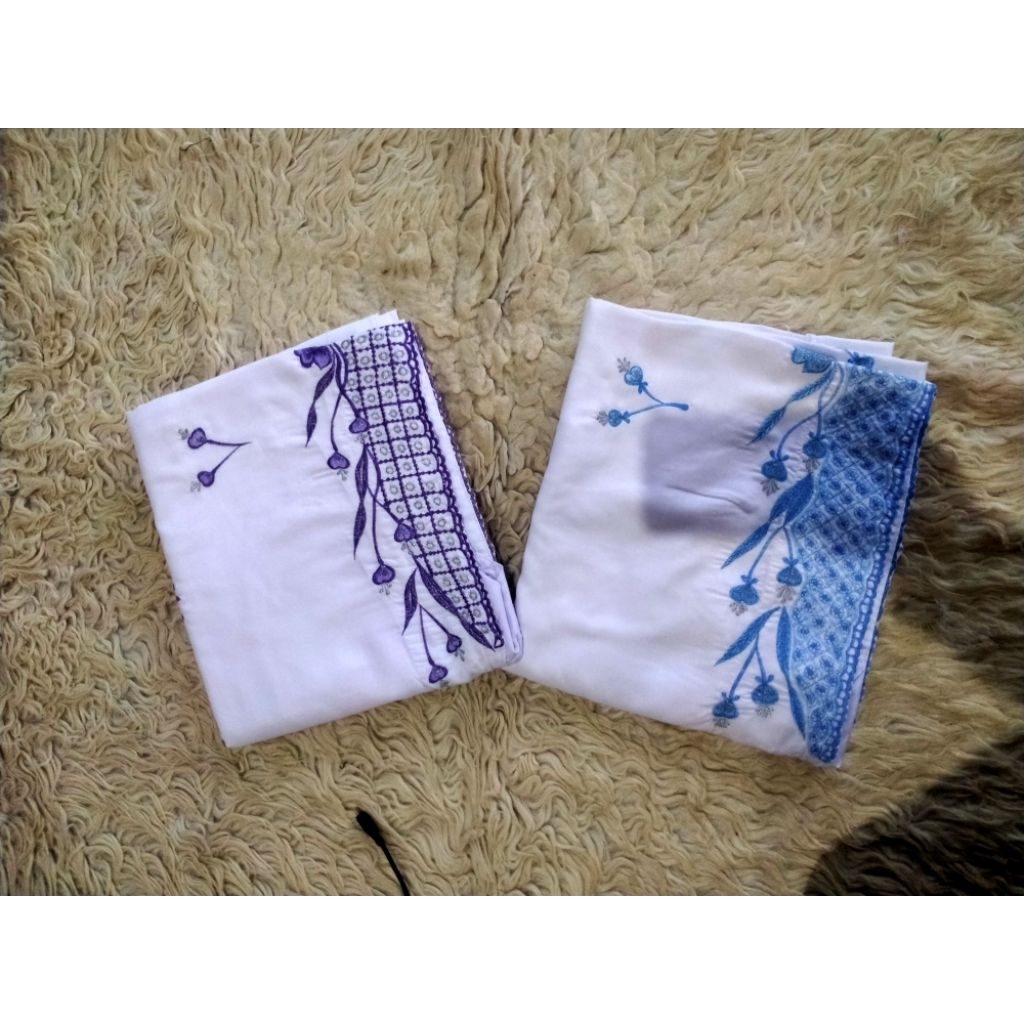 Mukena Almukhtar bahan polino silk bordir halus ukuran remaja model lajuran