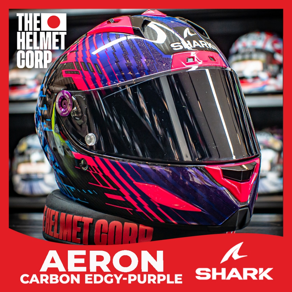 SHARK AERON CARBON EDGY PURPLE FULL FACE CARBON HELMET ORIGINAL HELM SHARK