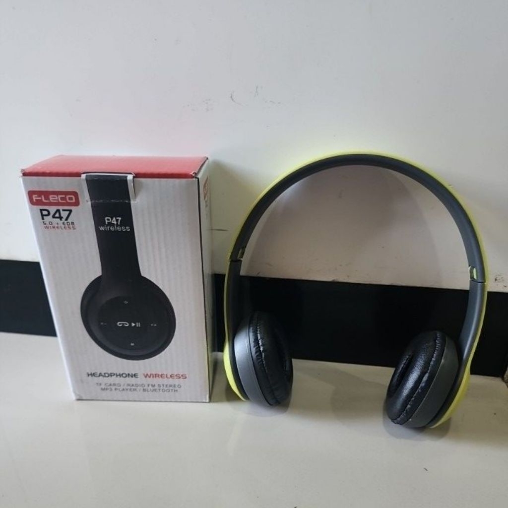 Headphone Bluetooth Wireless Fleco P47 portable P 47 Bass FM radio earphone