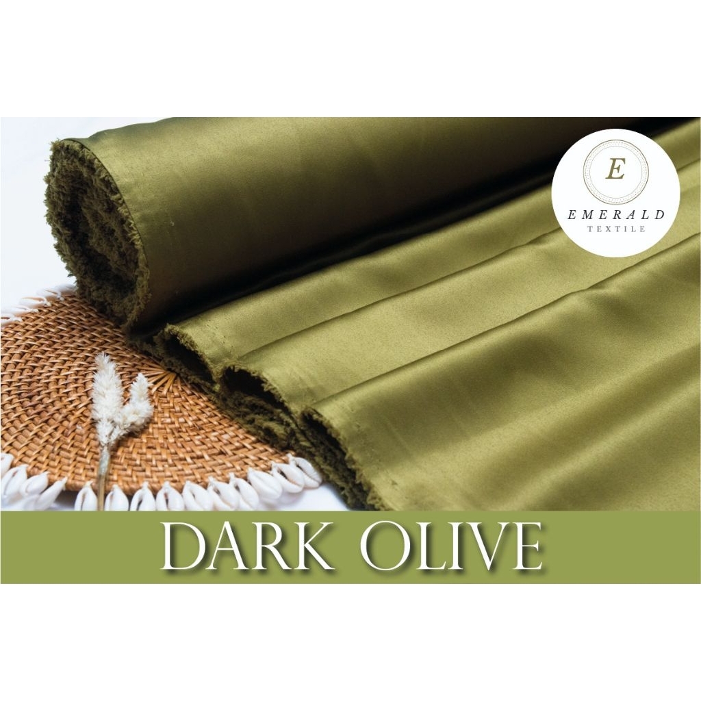( BUKAN HIJAB ) SETENGAH METER Kain Satin Velvet Super Premium - Dark Olive/Olive ( HARGA PER 50cm K