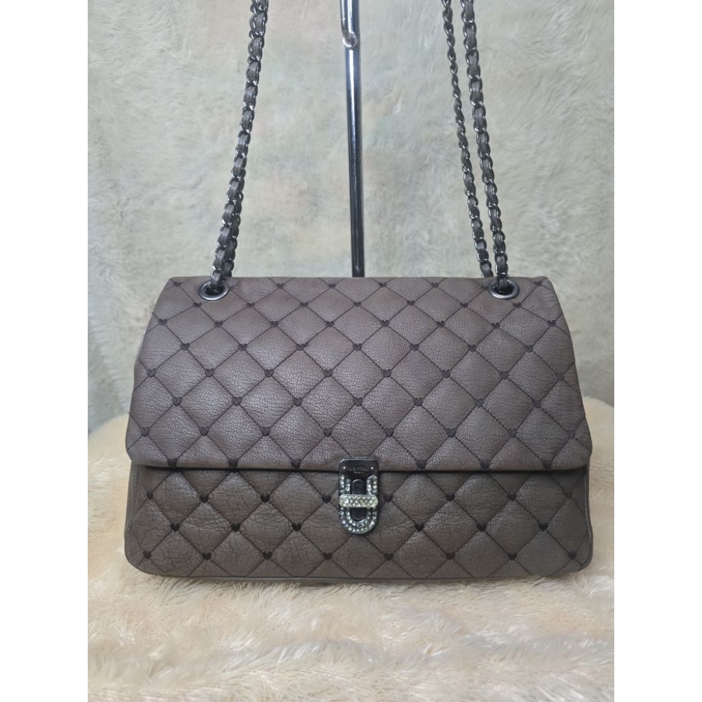 Tas rantai mix leather Lovecat paris brown