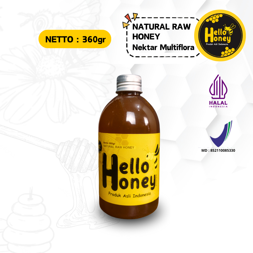 Hello honey - Madu Asli Murni 360 Gram  - Natural Raw Honey
