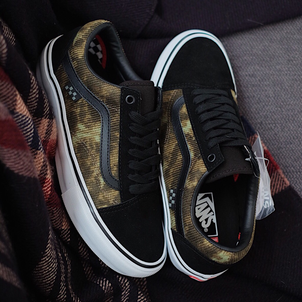 Sepatu Vans Old Skool Pro Skate Tie Dye Corduroy Black 100% ORIGINAL RESMI