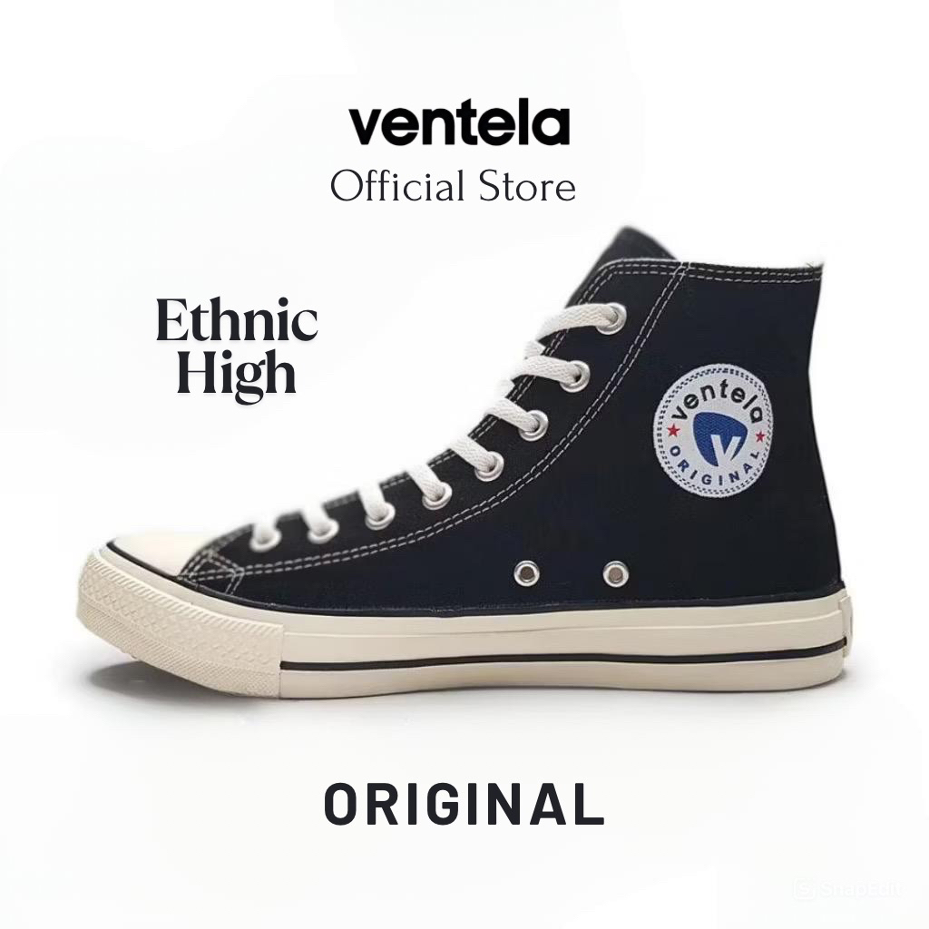 Sepatu Ventela 70s Ethnic High Black Natural Original Ventella Shoes