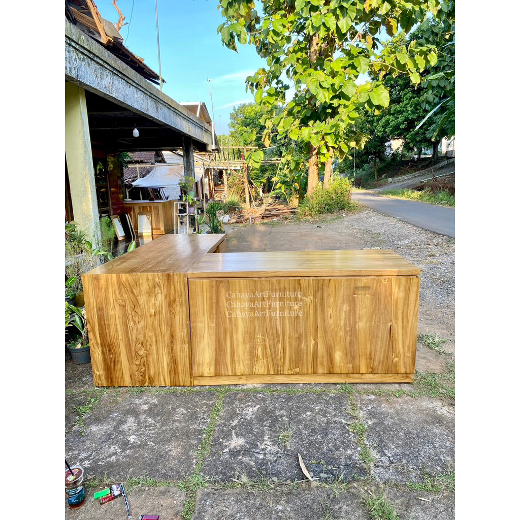 Meja Kantor Kayu Jati Minimalis , Meja Direktur Kayu Jati Minimalis Costum , Meja Kerja Minimalis