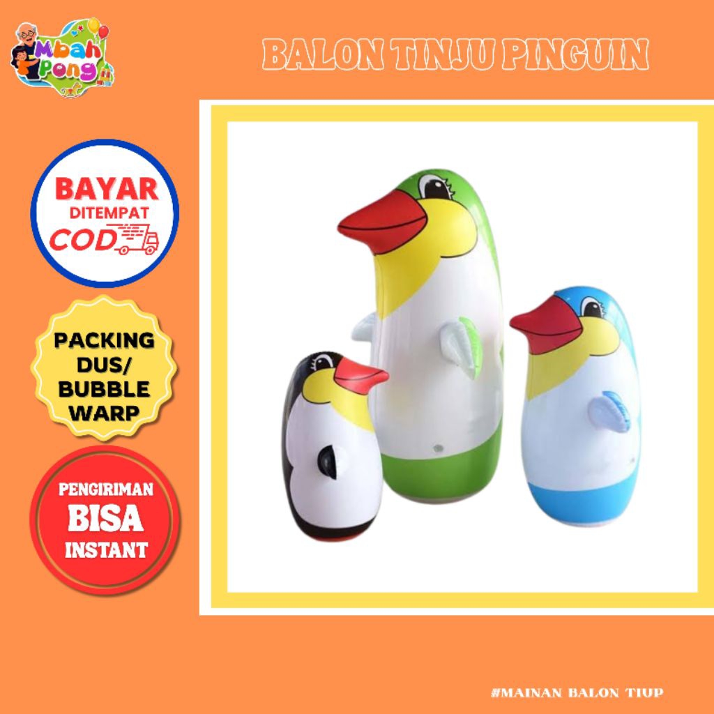 balon tiup tinju karakter pinguin , balon anak, balon murah
