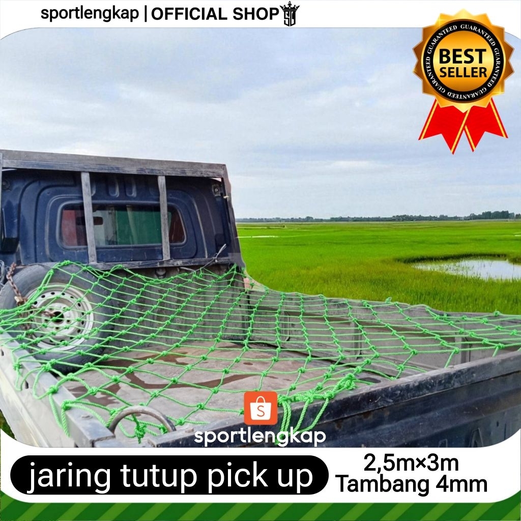 JARING MOBIL BAK PICK UP, JARING TUTUP PICK UP PENGAMAN TAMBANG 4MM UK 2,5m×3m