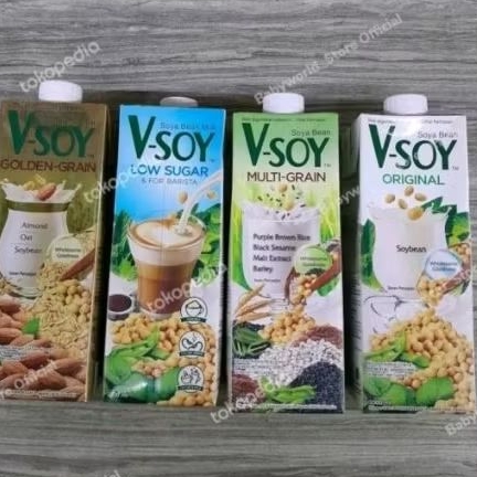 

V-Soy Vsoy V-Oat plant based Soybean Milk 1 Liter 1 L rasa OAT / LOW SUGAR / ORIGINAL / MULTI GRAIN / GOLDEN GRAIN