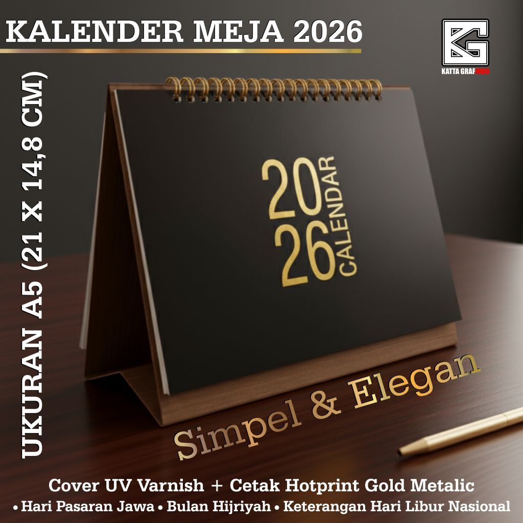 

KALENDER MEJA 2026 / UKURAN A5 / Simpel & Elegan / Free Kartu Ucapan