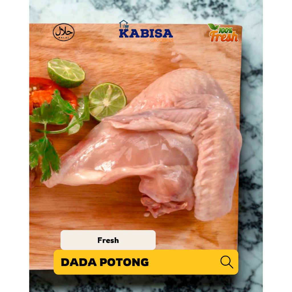 

dada ayam potong / tulang / 1 kg isi 4 pcs / segar / halal