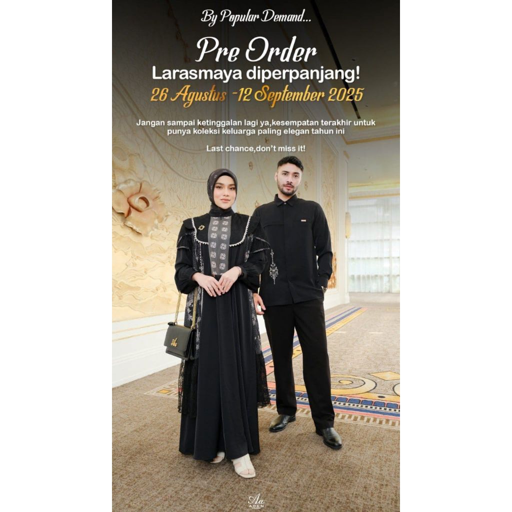 Open pre-order Sarimbit lebaran 2026 Larasmaya by ADEN HIJAB/ Baju Lebaran/ Gamis Brukat Lebaran Kek