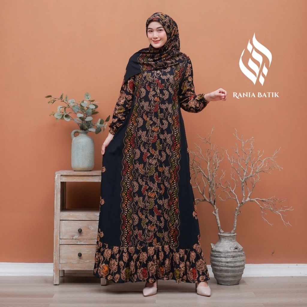 Gamis Wanita Setorjoan Padi Sethijab Bahan Katun Rayon Twill LD 120 PB 140 Dress