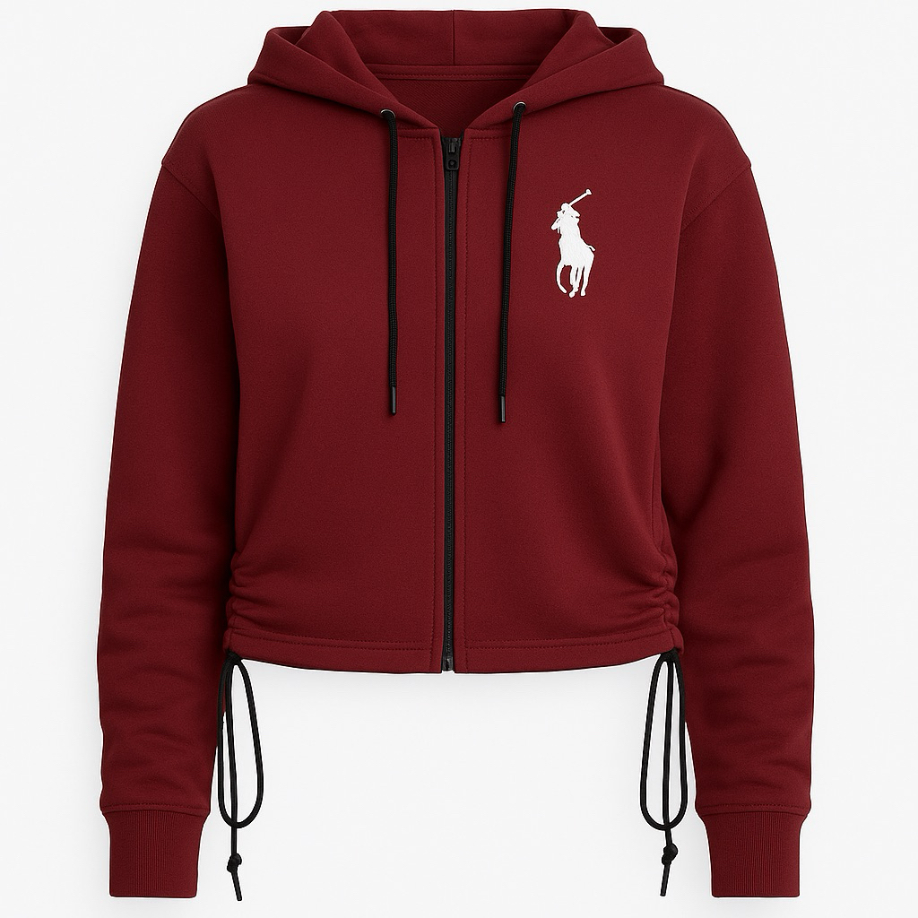 OLOP HOODIE JAKET DOUBLE ZIPPER CROP WANITA FLEECE CATTON PREMIUM