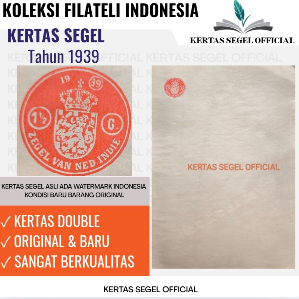 

KERTAS SEGEL TAHUN 1939 ORIGINAL