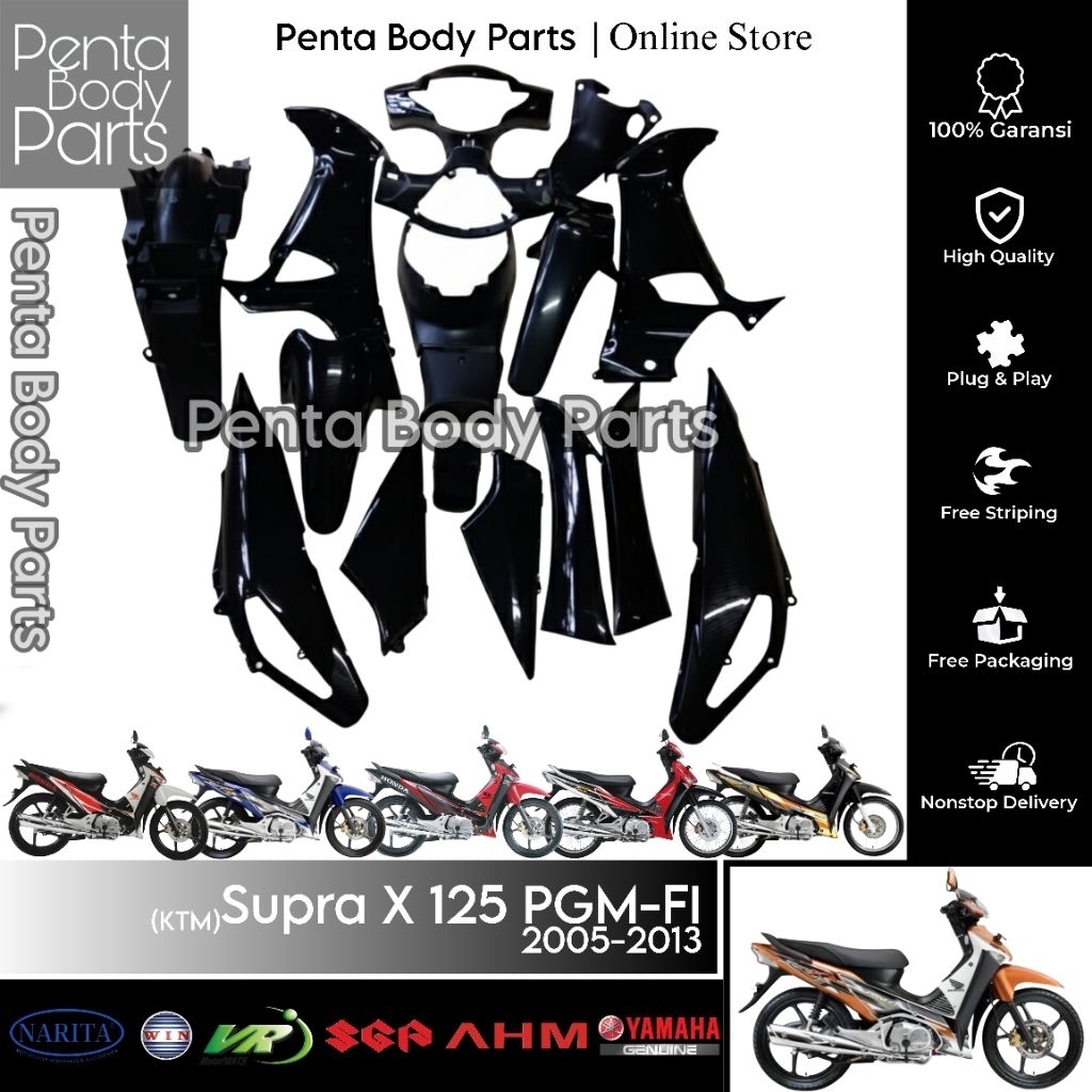 Full Cover Body Supra X 125 PGM-FI (KTM) - Ful Set Bodi Honda Supra X 125 FI Lama Old 2005-2013