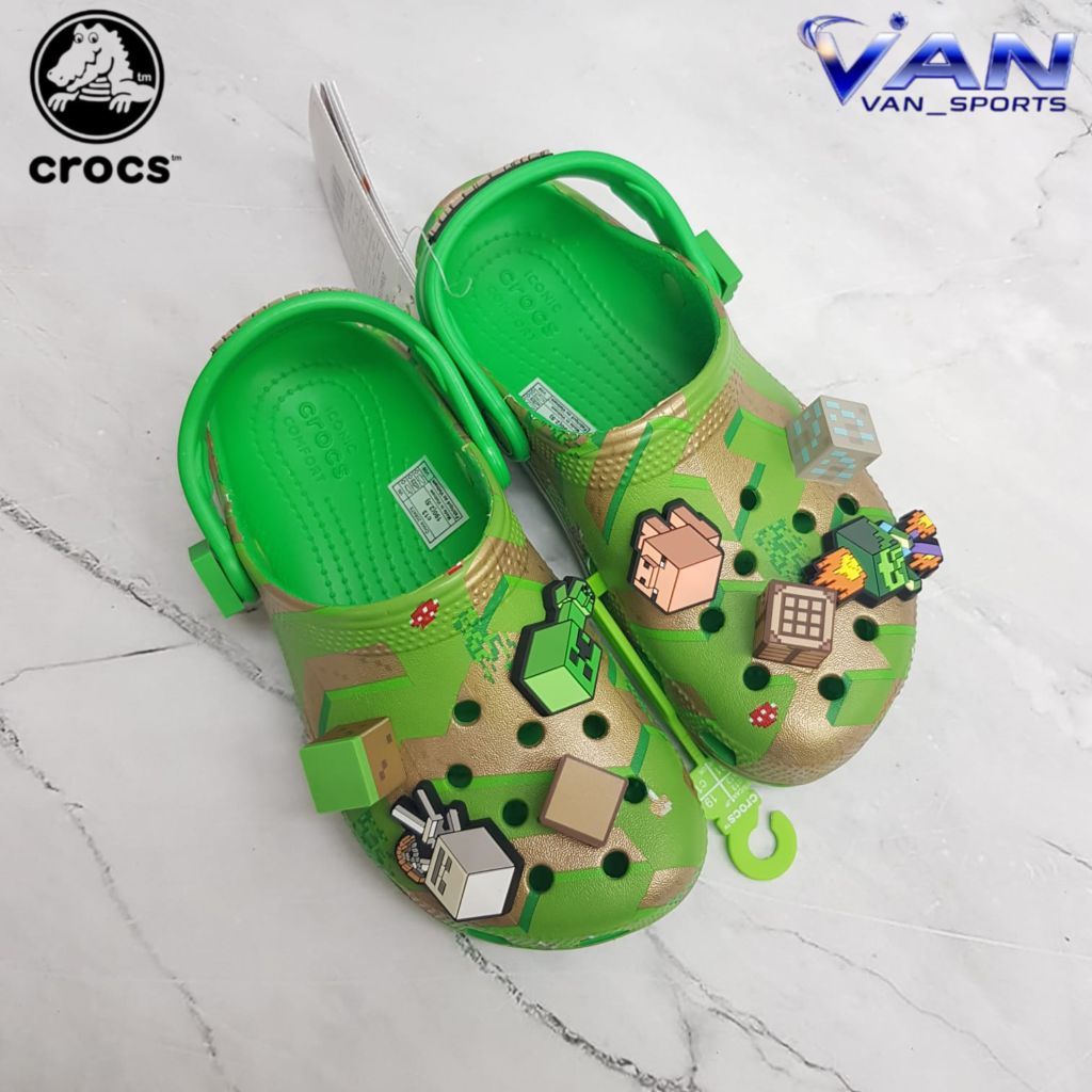 SANDAL CROCS CLASSIC MINECRAFT ELEVATED CLOG KID - SANDAL CROCS MINECRAFT - CROCS ANAK-ANAK