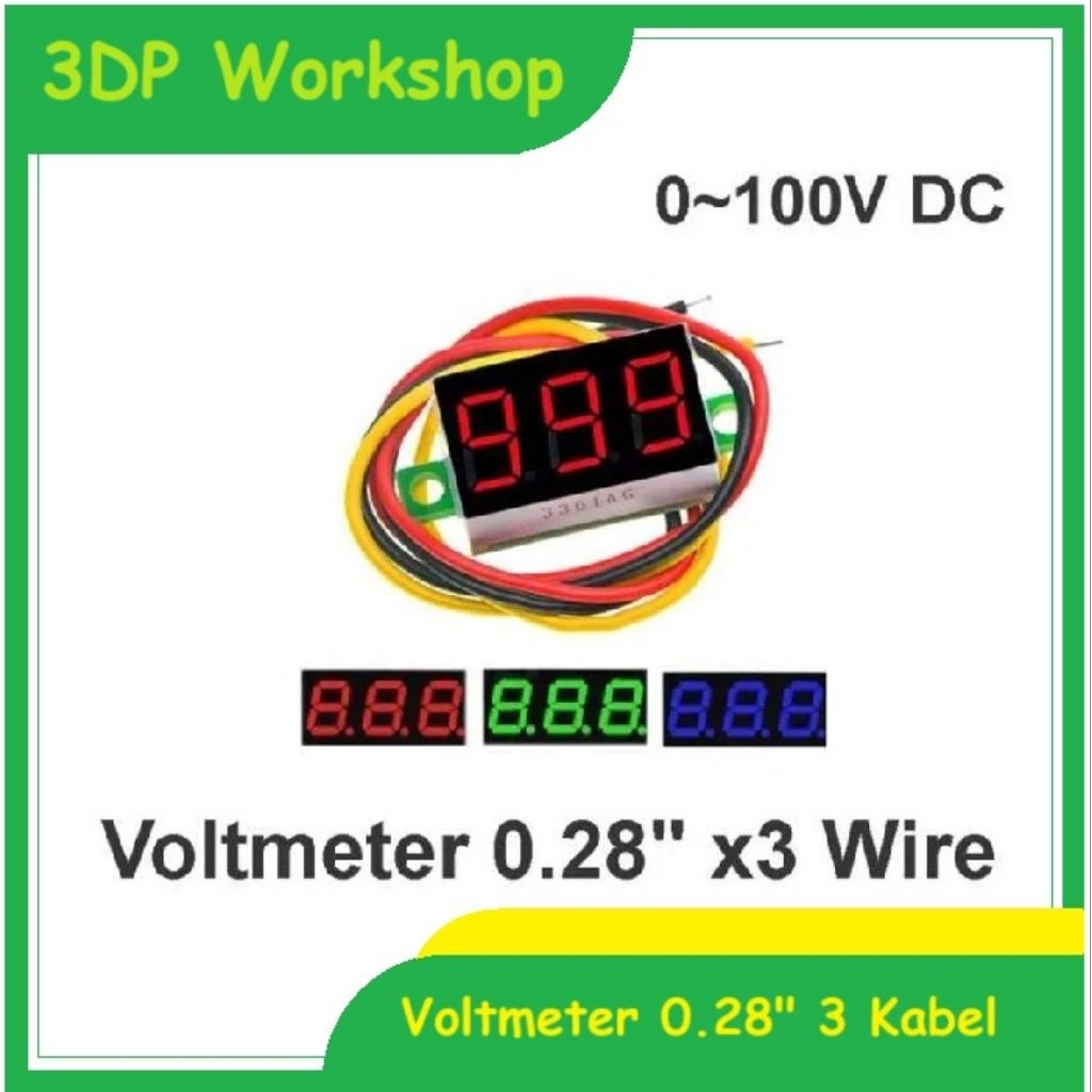 Mini Digital Voltmeter 0.28 inch 3 Kabel DC 0-100V